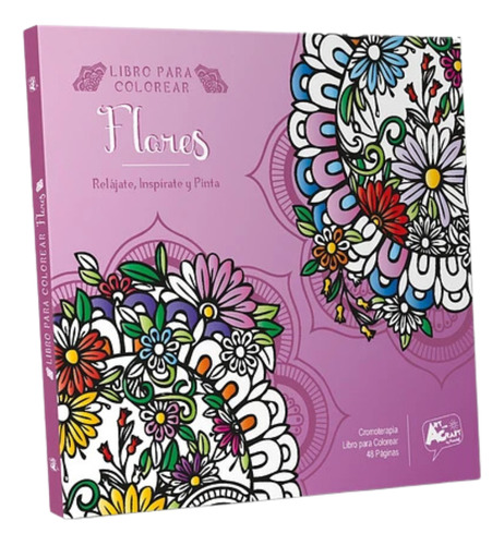 Libro Colorear Mandalas Flores + Set Lápices Caja De Madera