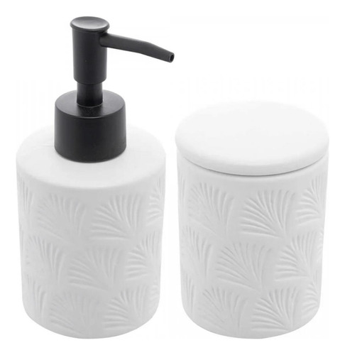 Conjunto Banheiro Wolff 2pcs Cerâmico Leaf - Branco