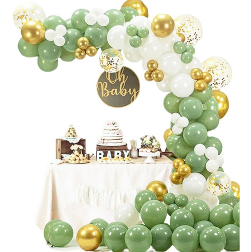 Kit De Globos Verde Dorado Decoracion De Fiesta 119 Piezas