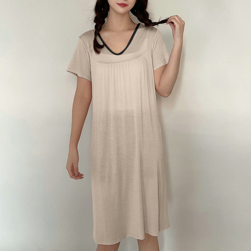 Pijama B Para Mujer Con Cuello En V, Color Liso, Con Cojín E