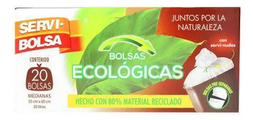 Bolsas Ecológicas Servi Bolsa Medianas 55 Cm X 60 Cm 20 Pzas