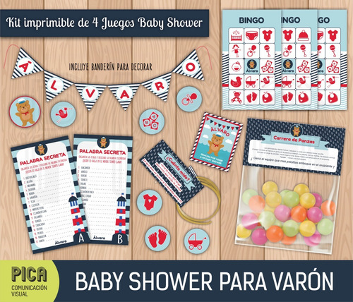 Kit De Juegos Baby Shower Varón