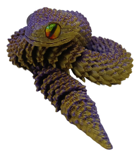 Serpiente Impresa 3d Realista Articulada 30 Cm Juguete Verde