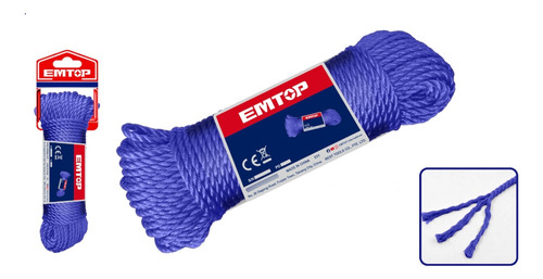 Soga En Rollo Trenzada Multiuso Para Exterior Resistente Azul 8mm X 15mts