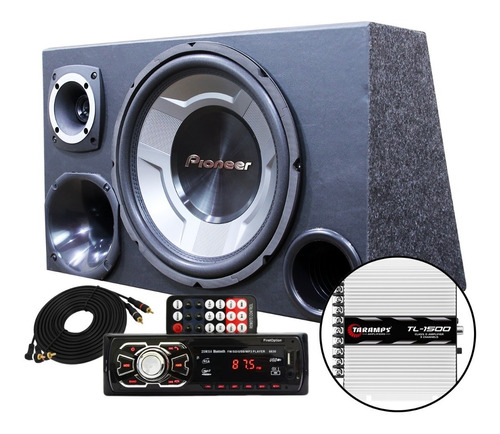 Kit Som Automotivo Caixa Sub Pioneer Aparelho Bluetooth Toca