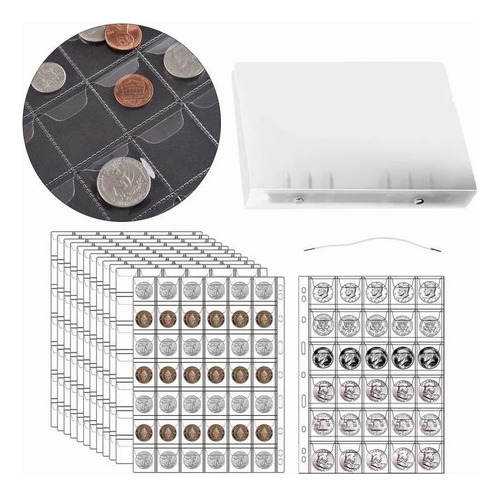 13 Hojas Mica Para Coleccionar 474 Monedas Con Álbum Monedas
