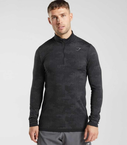 Gymshark Hoodie Sport Seamless 1/4 Zip - Black/silhouette