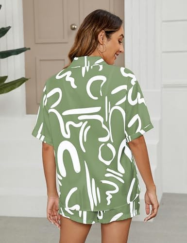 Women's 2 Piece Outfit Sets Summer Beach Casual Printed Shir