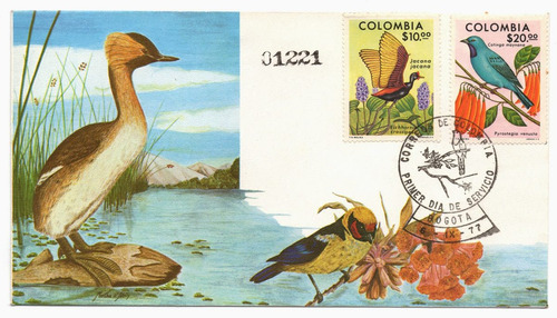 Aves Sobre De Primer Día 1977 Fauna Colombiana