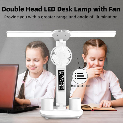 Lámpara De Escritorio Con Ventilador Led Recargable Por Usb