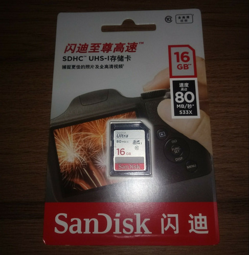 Imagem 1 de 2 de Cartão Sdhc Sandisk Ultra 16gb Classe 10 (original)