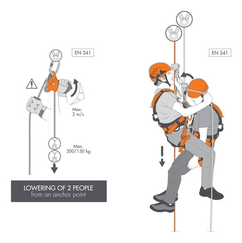 Descensor Ct Sparrow 200r Rope Access Rescate Vertical Rapel Naranja