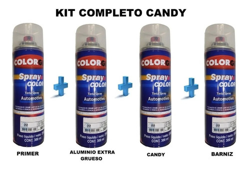 Pintura Candy Aerosol Kit X 4 Unidades Varios Colores 