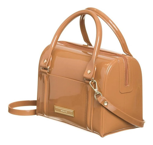 Bolsa Petite Jolie Lana Baú Alça De Mão E Transversal Longa Cor Caramelo