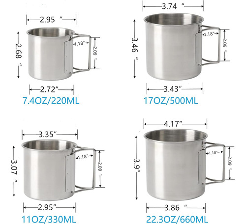 Taza Apilable De Acero Inoxidable Tazas Portátiles Con Asa P