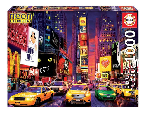 Imagen 1 de 4 de Juego De Mesa Puzzle Neón Educa Times Square New York Febo