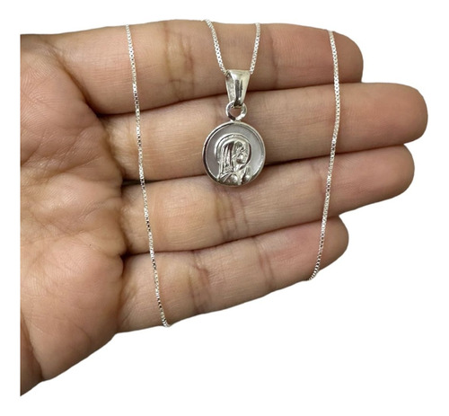 Cadena De Plata 925 Dije Virgen Niña Bautismo Comunión 