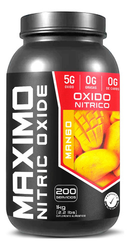 Óxido Nítrico Maximo Protein 1kg Pre Entreno 200 Servicios Mango