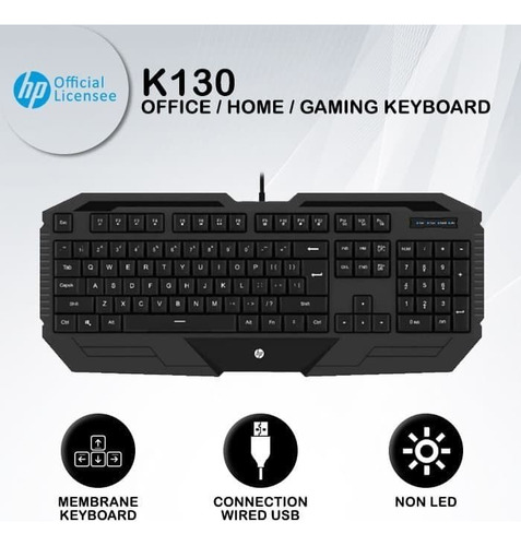Teclado QWERTY negro HP K130, español latino, Cherry MX, azul