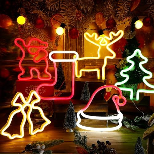 6 Letreros De Neon De Navidad Para Decoracion De Pared Luces