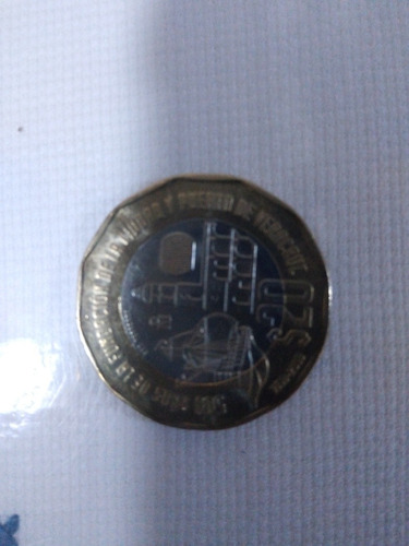 Moneda De 20 Pesos Conmemorativa  De La Fundación Del Puerto