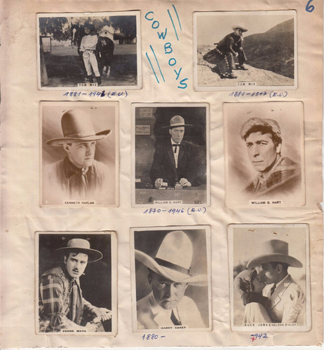 Cine Western Hoja Con 8 Cromos Cowboys Vintage Tom Mix Otros