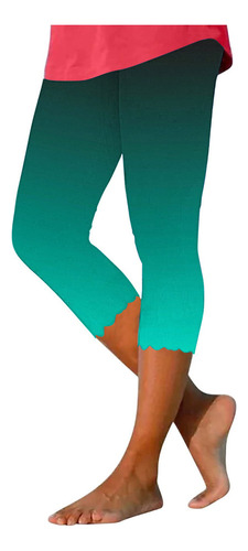Capris 8038 For Mujer, Cintura Alta, Estampado Degradado, D