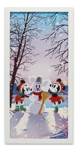 Mickey Y Minnie Construyendo Un Muñeco De Nieve Enmarcado