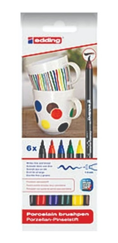 Marcadores X 6 Colores Edding 4200 Porcelana Brushpen Pincel
