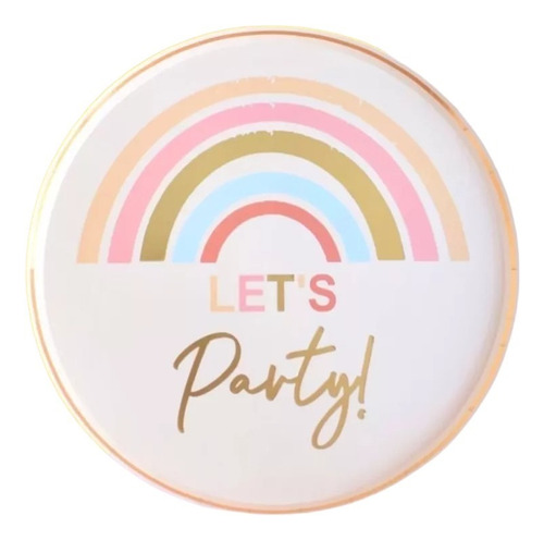 Plato Polipapel Lets Party X10 Arcoiris Fiesta Cumple