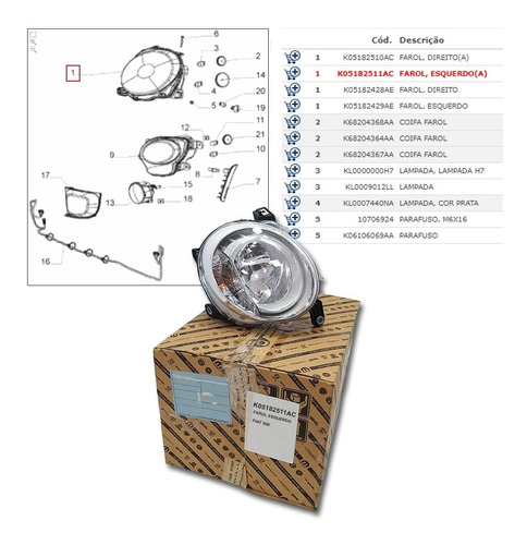 Imagem 7 de 7 de Farol Completo Lado Motorista Fiat 500 Cult 2014 Novo