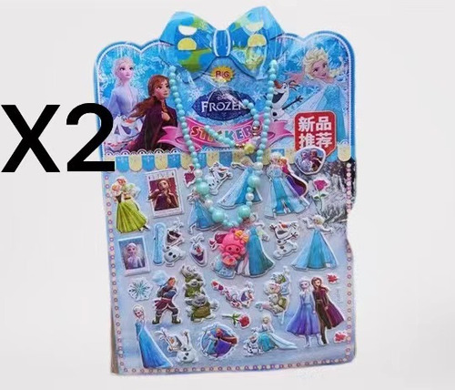 Calcomanias 3d Con Pulsera Y Collar Frozen Sofia Y Princesa 