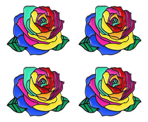 Broches Creativos De Aleación Con Forma De Rosa, 4 Piezas