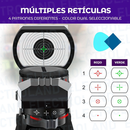 Imagen 5 de 10 de Mira Táctica Militar Holográfica Réflex Retícula Rojo Verde