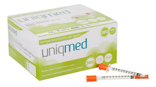 Kit 400un Seringa Para Insulina Uniqmed 1,0ml 8x0,30mm 30g