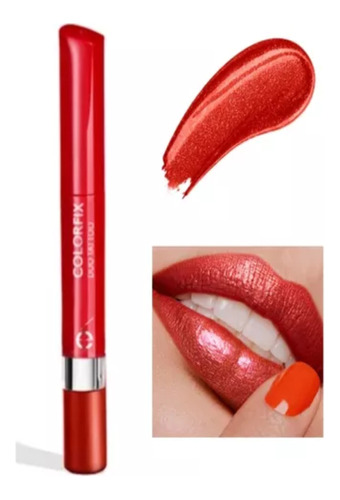 Labial Colorfix Duo Tatto Escarlata Metallic Esika