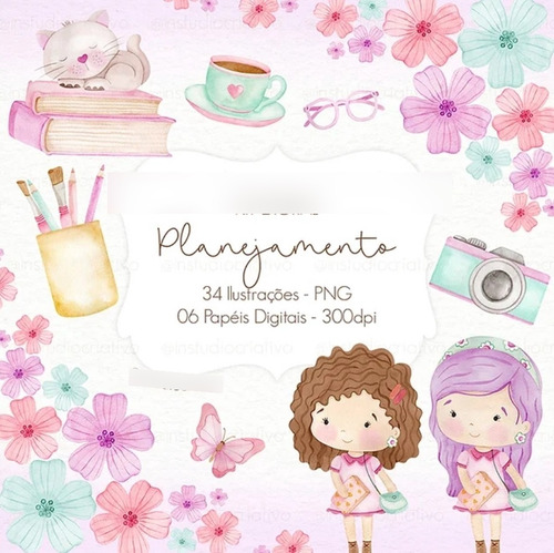 Kit Imagenes Png Clipart Planner Niñas Nenas Acuarela In01