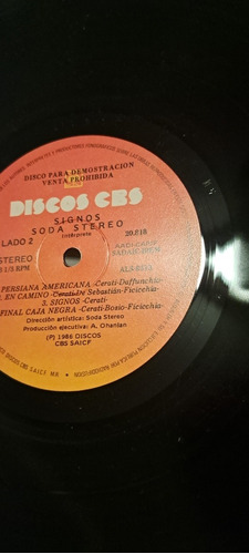 Signos Soda Stereo Vg+ Edición Promo 1986
