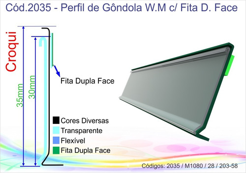 Porta Etiqueta Perfil Gondola Kit C/50 Peças 128cm Cod. 2035