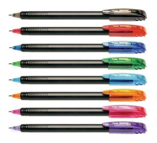 12 Boligrafo Energel Stick Pentel 0.7 Mm Fino Negro