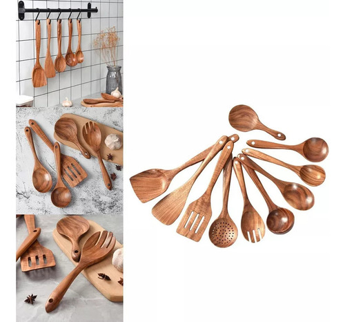 Utensilios De Madera Para Cocinar Juego De 10 Piezas