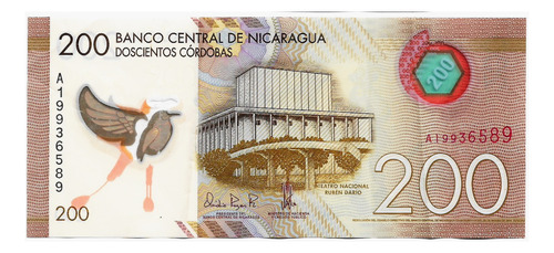 Fk Billete Nicaragua 200 Cordoba 2014 P213 Polimero Circulad