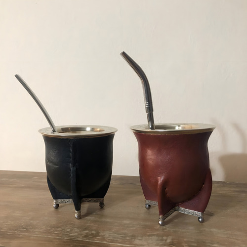 Mate Camionero Con Base Y Refuerzo De Alpaca Premium Color Marrón Cincelado