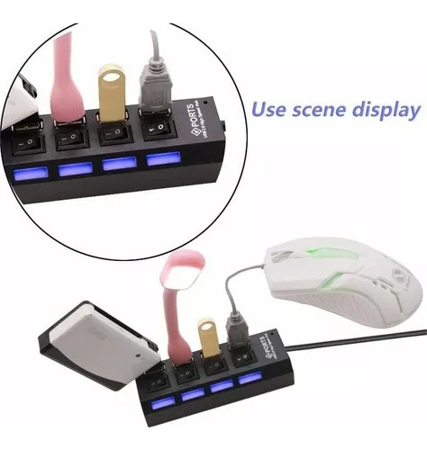 Hub 4 Puertos Multi Usb 2.0 Indicador Luz / Practico!