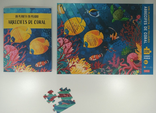 Arrecifes De Coral Caja + Libro + Puzzle 220 Piezas - 6+