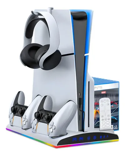 Base para Comando de Jogos Ps5 Slim e Fat Dobe TP5-3570 Compatível com Comando de Jogo RGB Cor Branca