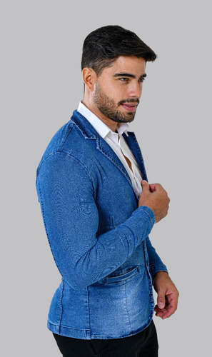 Blazer Masculino Casual Slim Fit Com Elastano