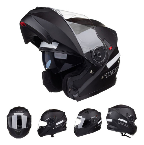 Capacete Gladiador Moto Texx Gladiator V3 Articulado Robocop Cor Preto-fosco Tamanho do capacete 56