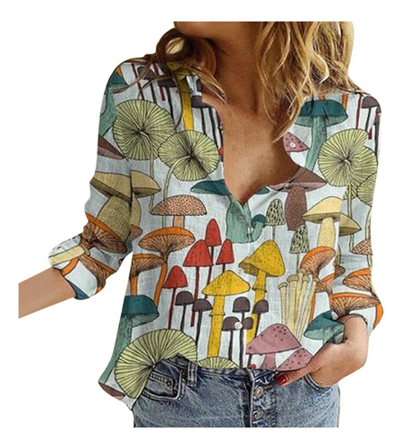 Blusa J Para Mujer Con Estampado Moderno, Casual, Manga Larg