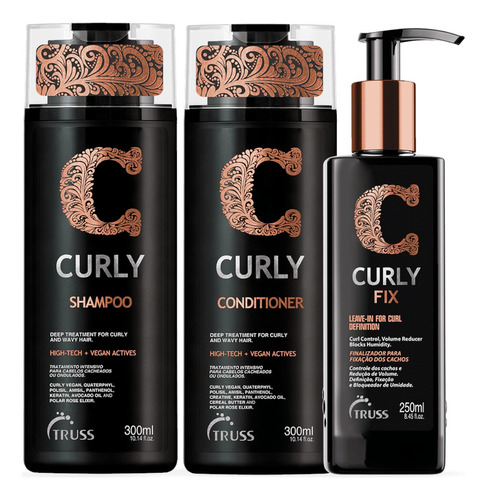 Truss Curly Shampoo E Condicionador + Fix Leave In 250ml